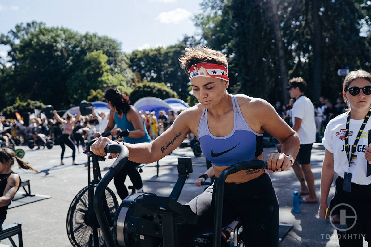 Athlete Woman on Assault Bike