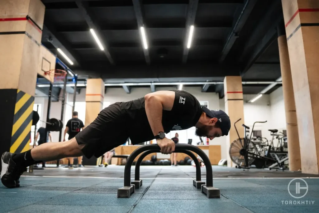 Man training in gym