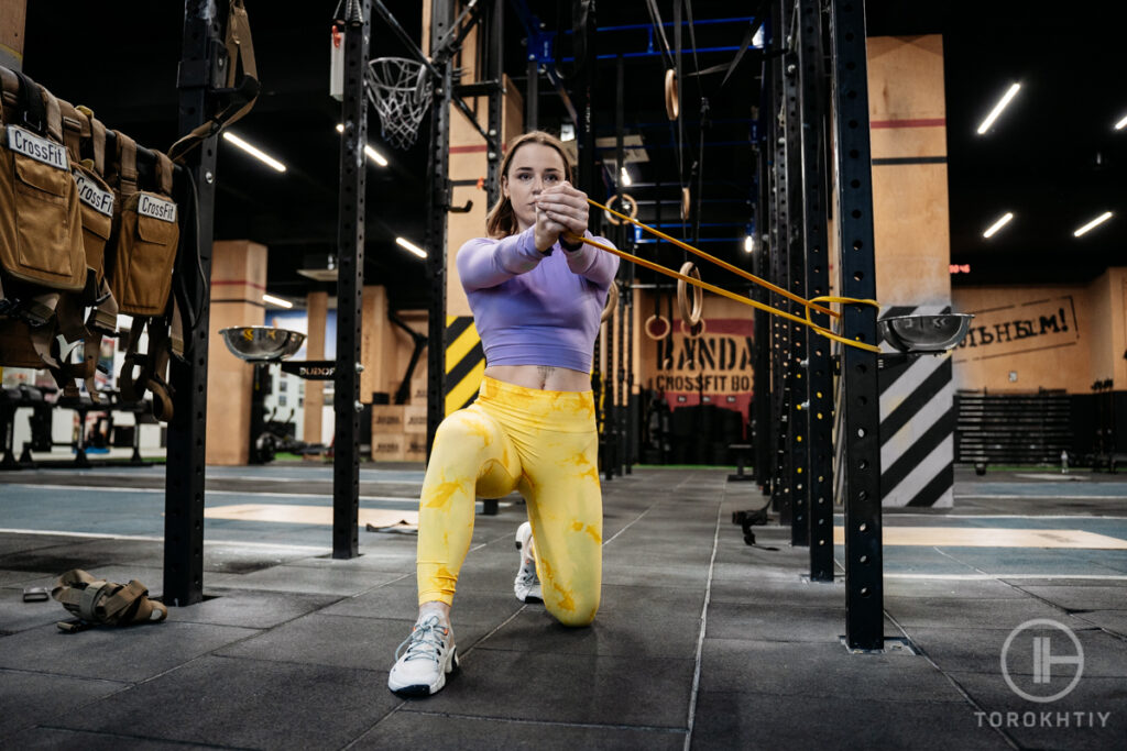 Female Training Using Long Resistance Bands