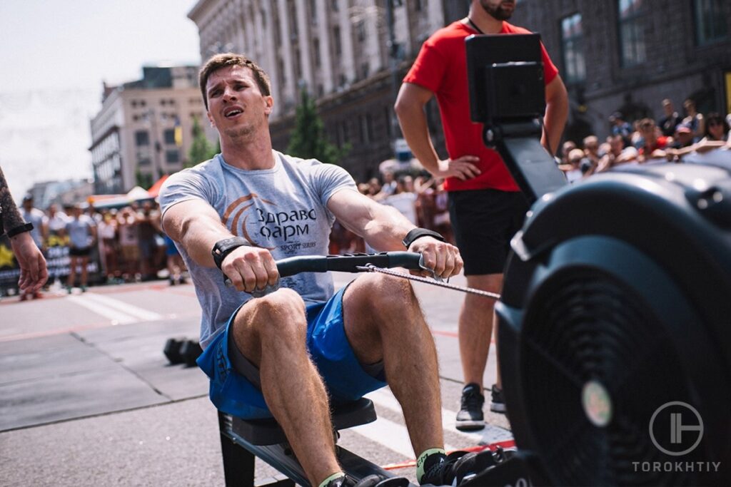 Man Using Rower