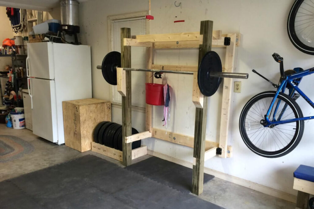 Folding Squat Rack in Garage