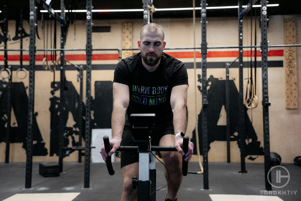 Man Training Using Exercise Bike