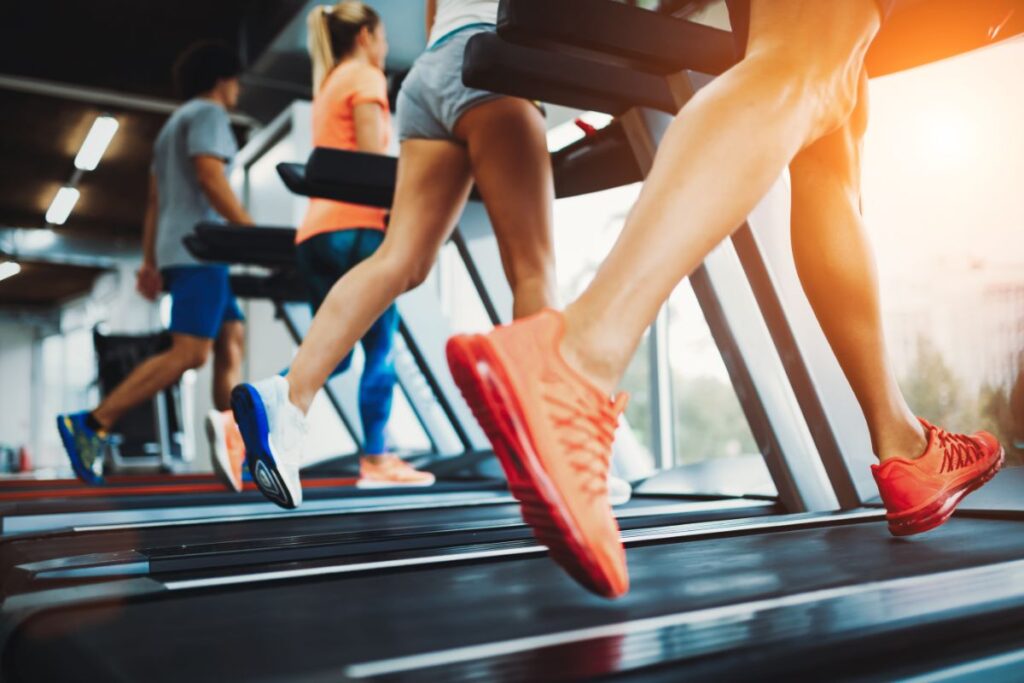 orange shoes for running on treadmill