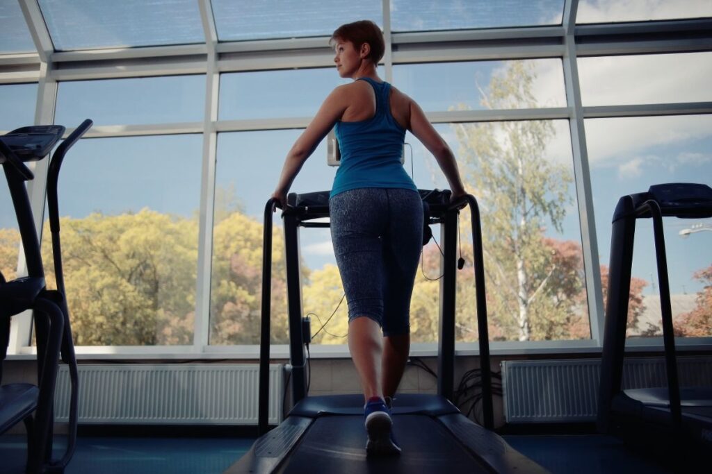 Woman running on treadmill