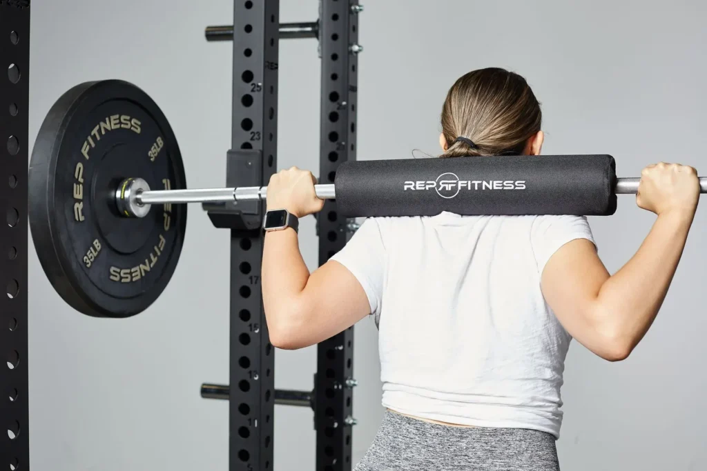 barbell pad in use