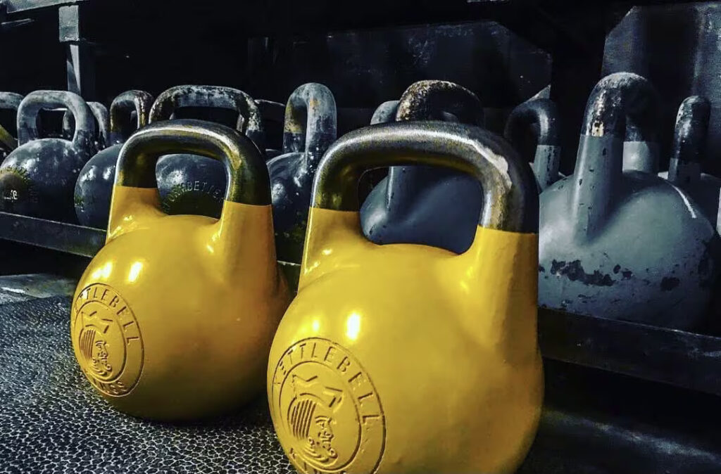 yellow kettlebells