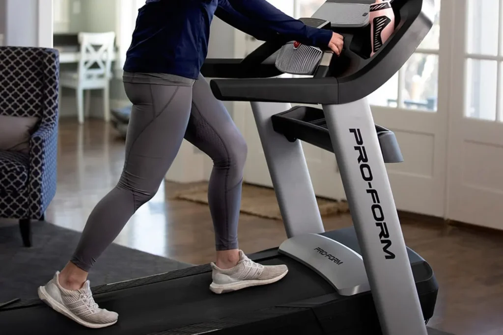 exercising on treadmill