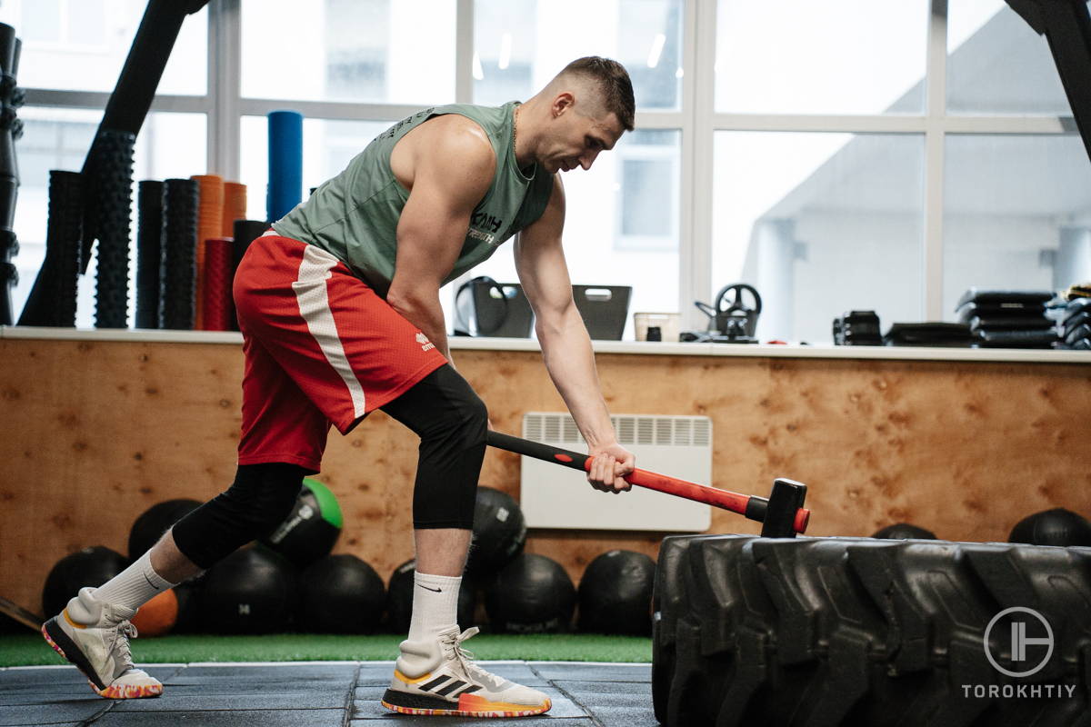 Man training in the gym