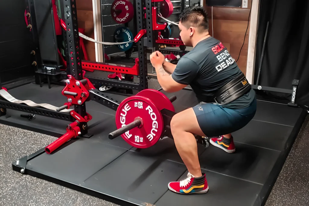 using of leverage belt squat machine