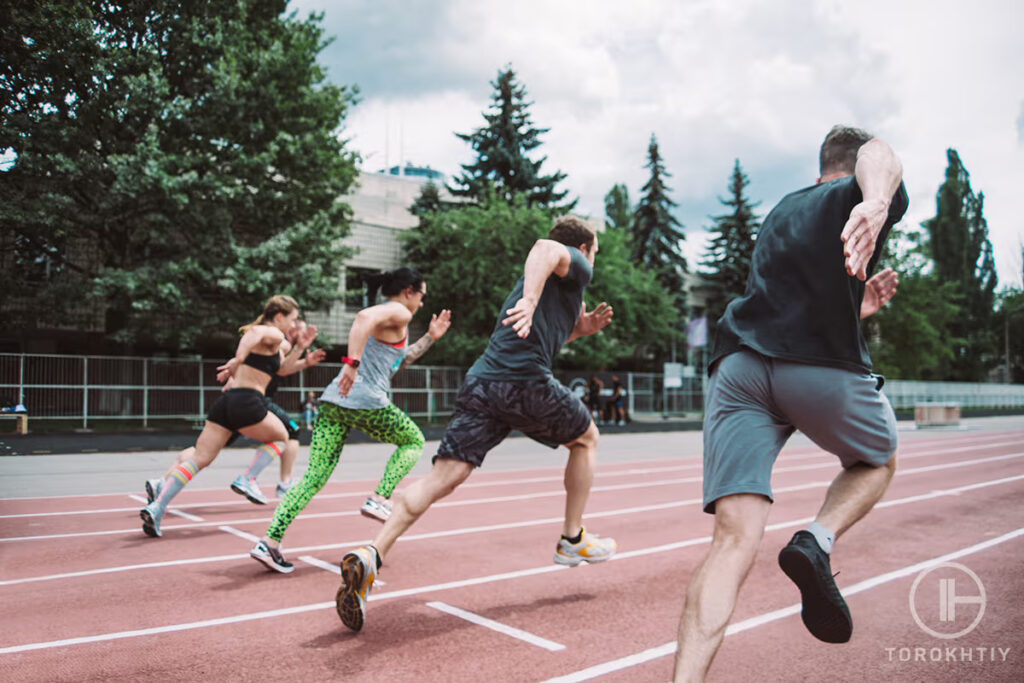 running at the stadium