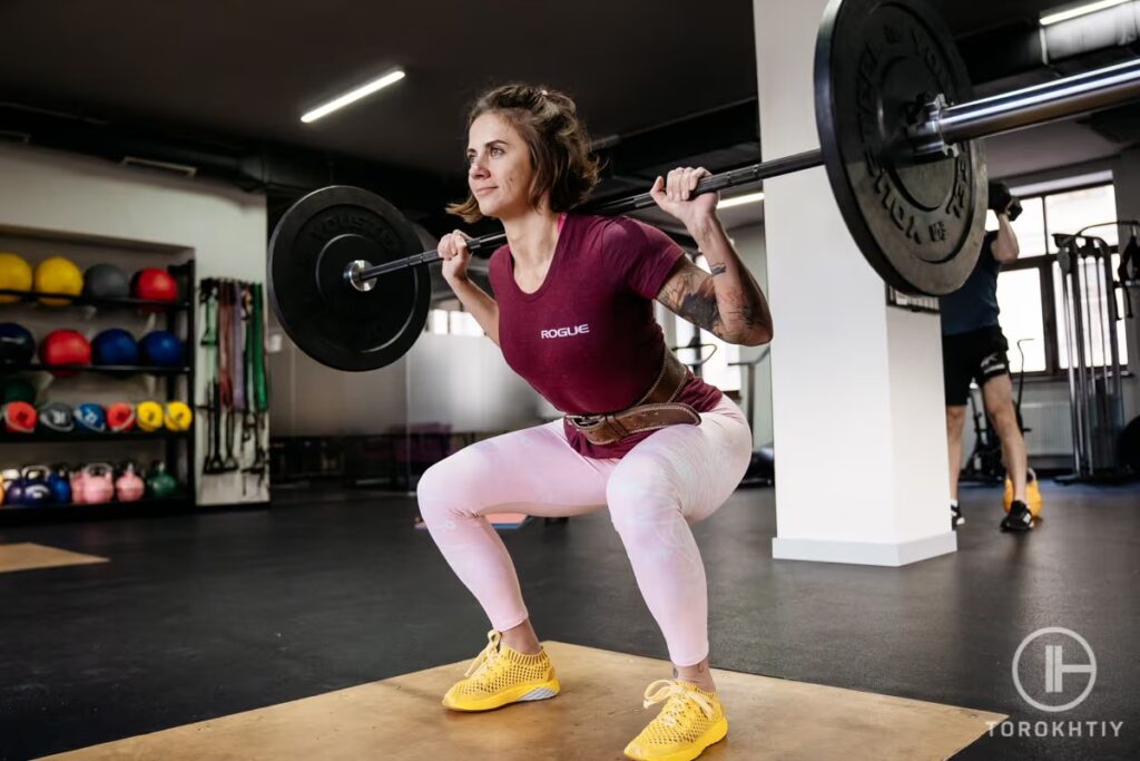 woman back squatting