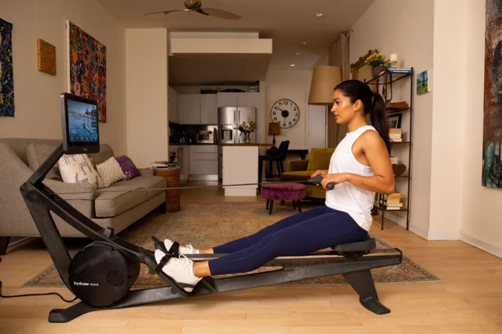 rowing machine in use