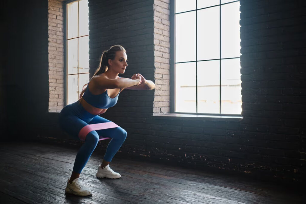 squats with resistance band