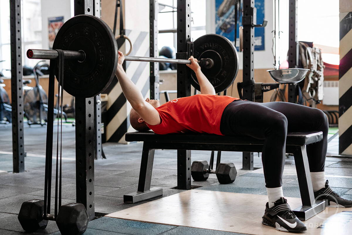 Athlete training in gym