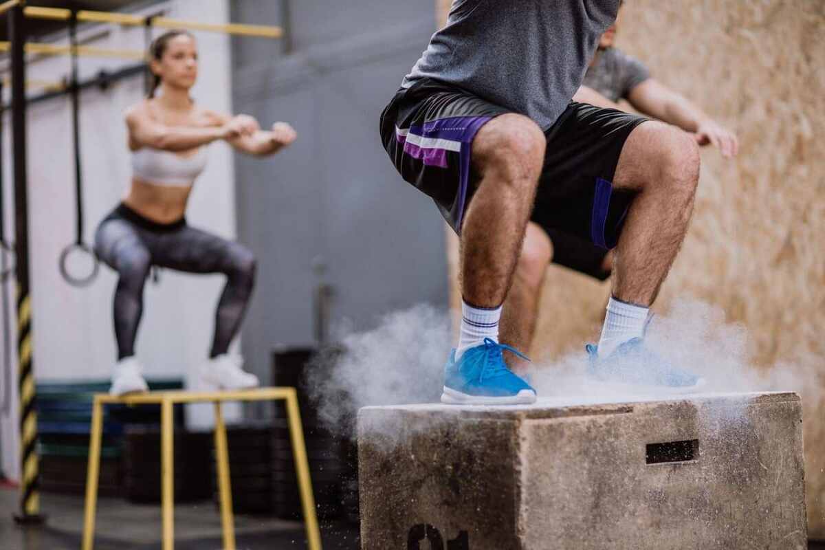 Athlete doing plyo box exercises