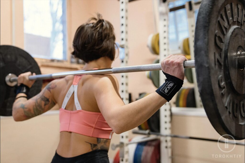 exercising with barbell