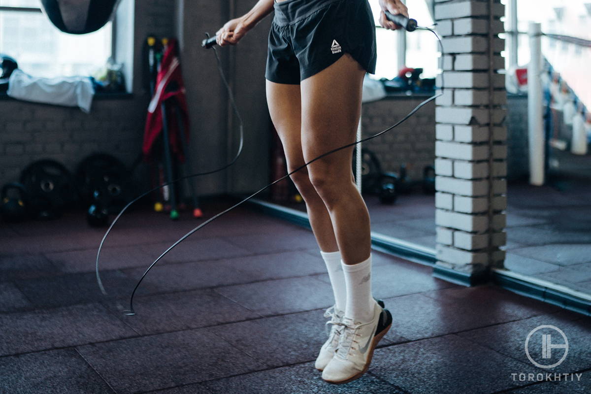 Woman jumping rope