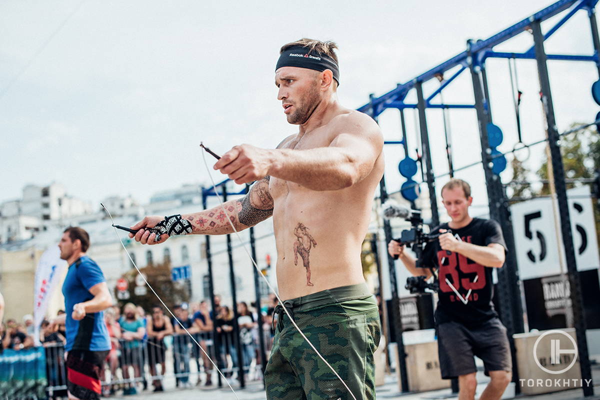 Athlete preparing for jumping with a rope