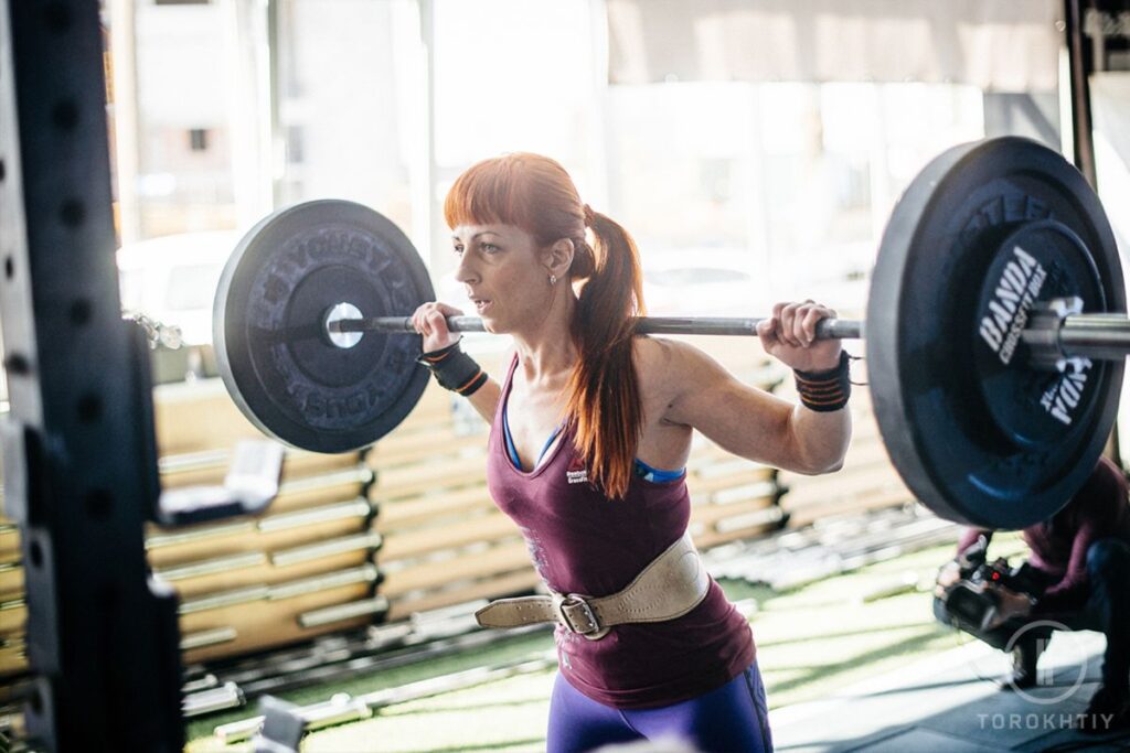 Female Weightlifter training