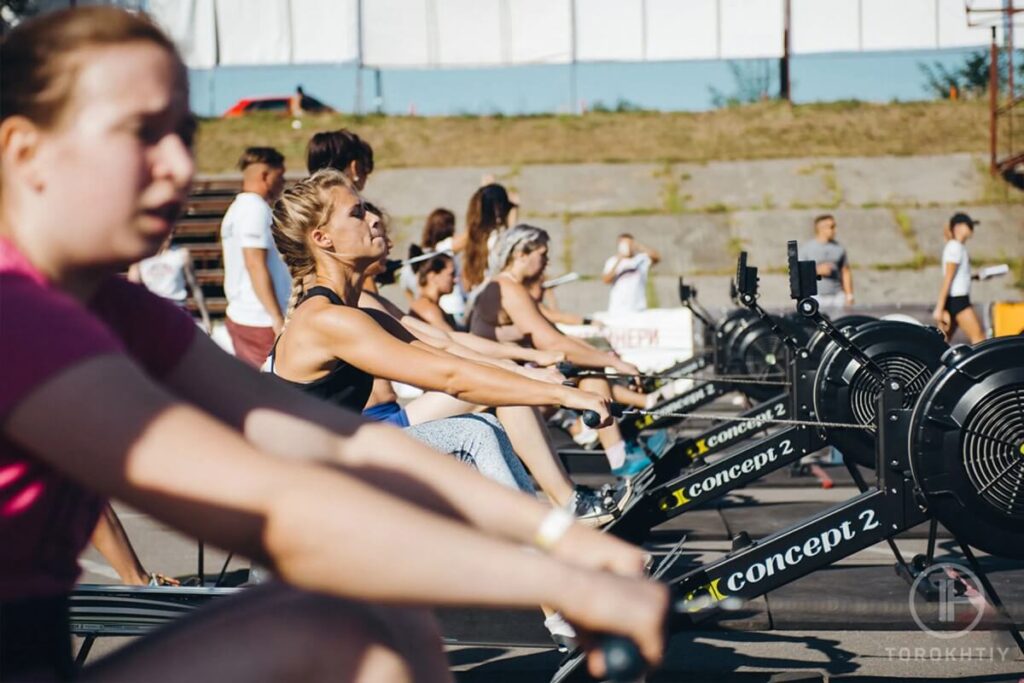 athletes rowing