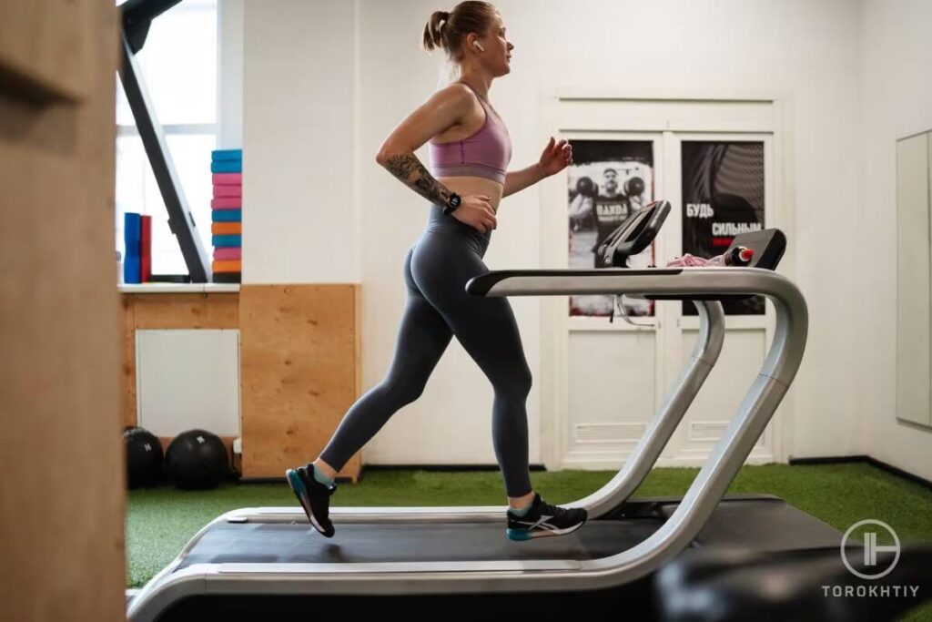 running on a treadmill