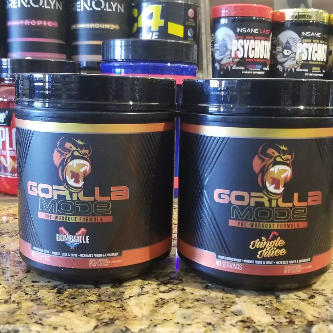 two bottles of gorilla pre-workout