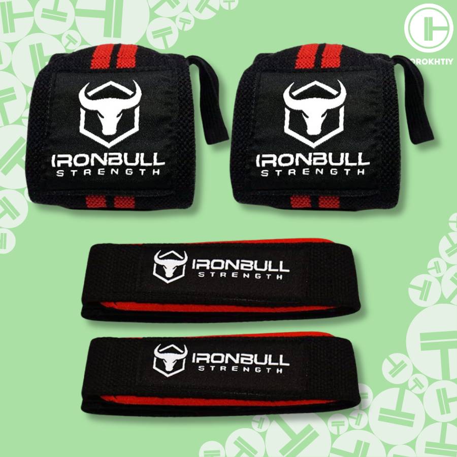 Iron Bull Strength Wrist Wraps & Lifting Straps Combo