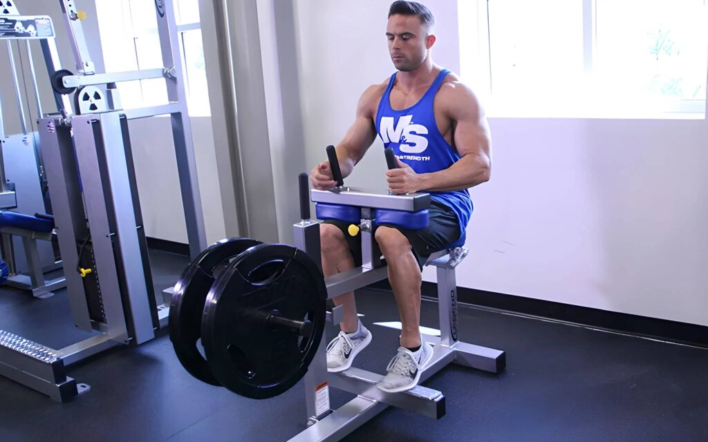 training with calf machine