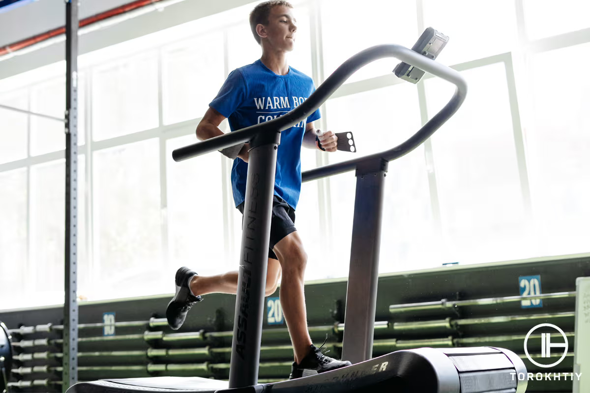 running on a treadmill