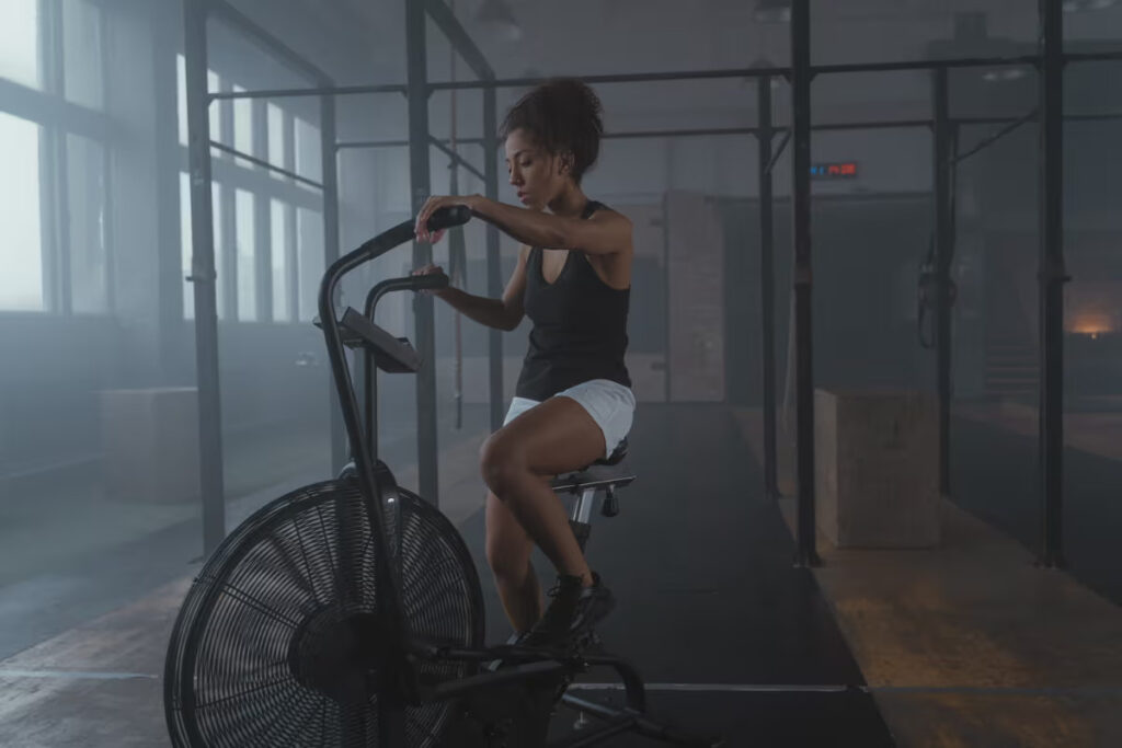 air bike athlete at gym