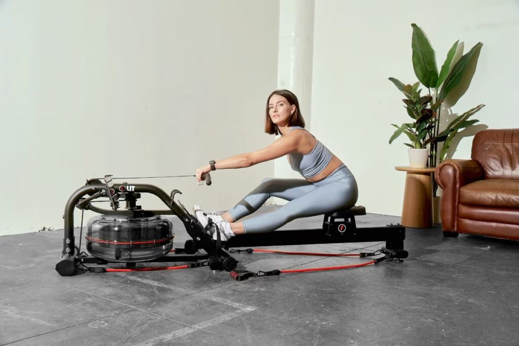 athlete rowing machine