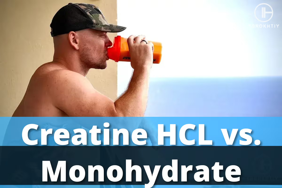 creatine hcl and man drinking supplement