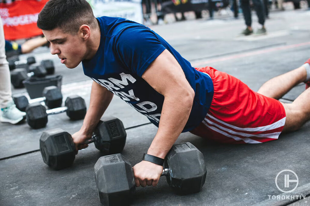 training with dumbbells