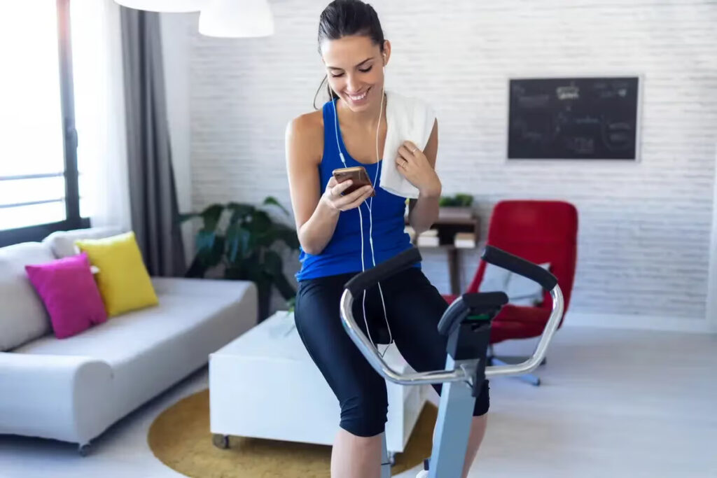 woman sits on folding bike