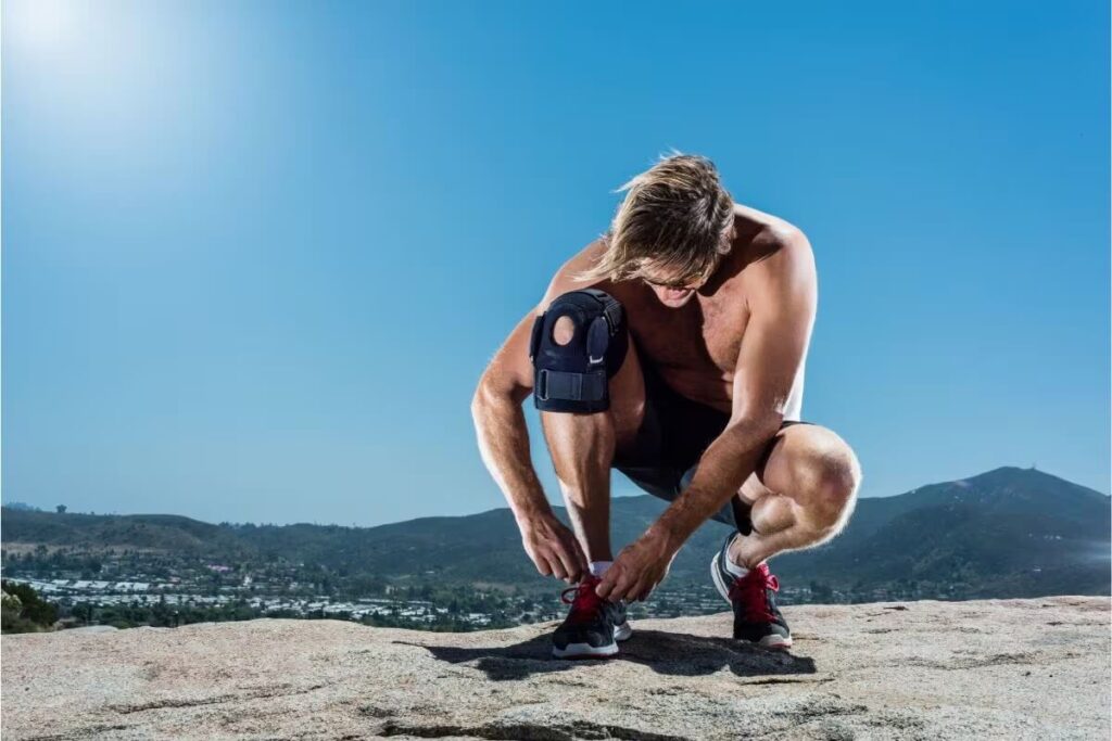 Man Using Knee Brace for Workout