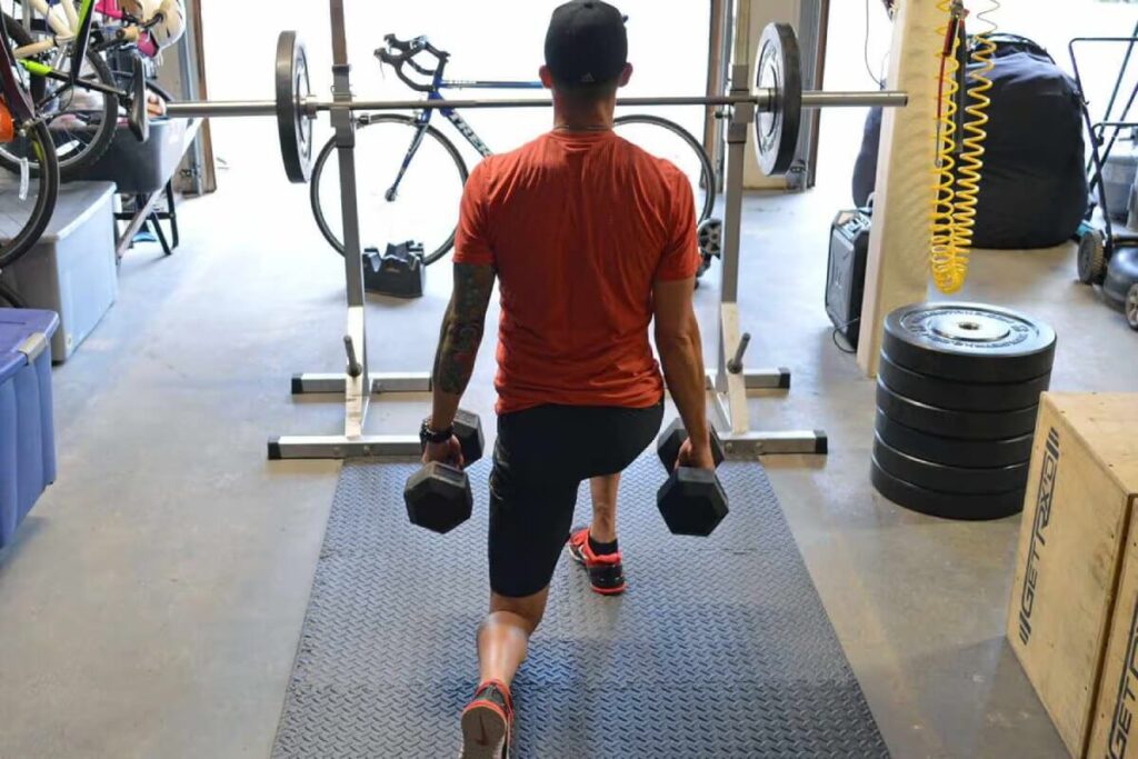 man workout on home gym flooring