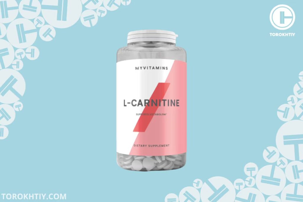 myprotein l-carnitinine on teal background