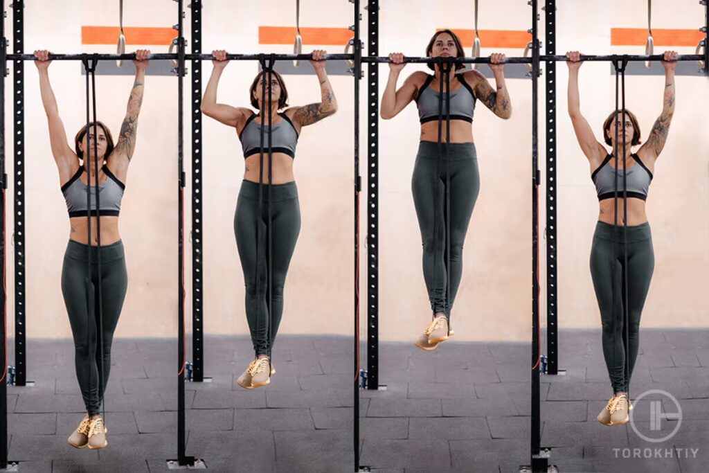 woman exercises with resistance bands