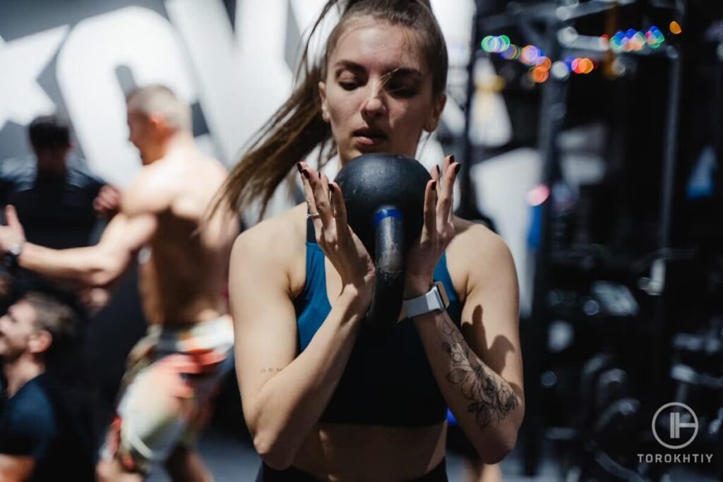 athlete kettlebell training