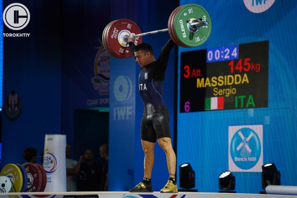 Massidda Sergio 145kg Snatch at IWF World Cup 2024